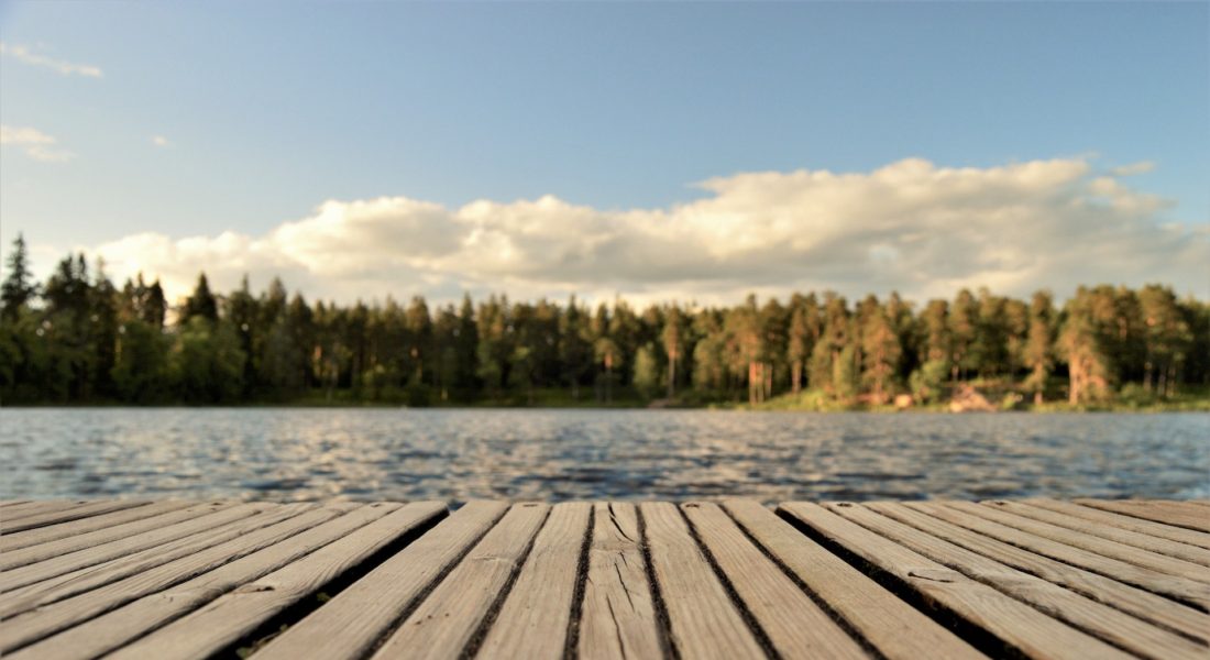 Rough cut wood on a dock