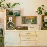 White cabinet with record player